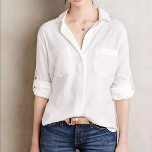 Anthro Cloth & Stone Split Back Chambray Button Up